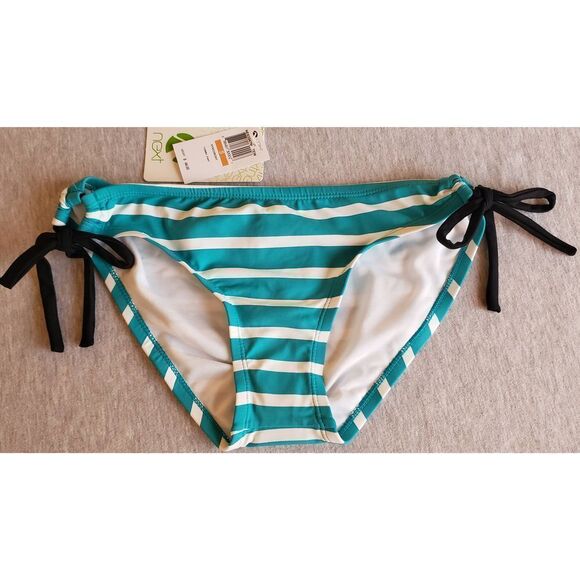 NEXT SYNCHRONY TUNNEL PANT TEAL & WHITE STRIPE SIDE TIE CINCH NWT SZ S - Picture 1 of 6